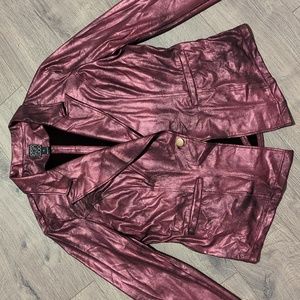 Clara Sun Woo metallic blazer burgundy